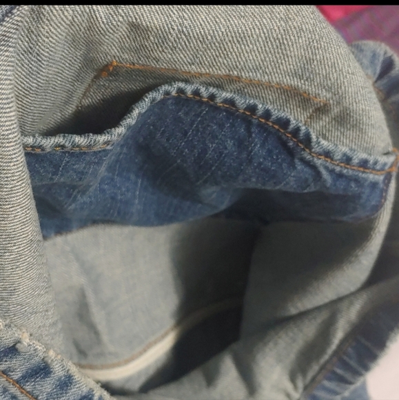 American Eagle distressed denim shoulder tote bag large casual purse. - Picture 4 of 4